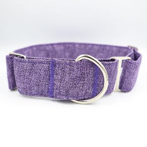 Martingale Dog Collar in Lavender Purple Tweed CHOICE of Colours Up to 1.5&quot; Width PERSONALISED Dog Gift Jewel QUALITY Soft Fabric