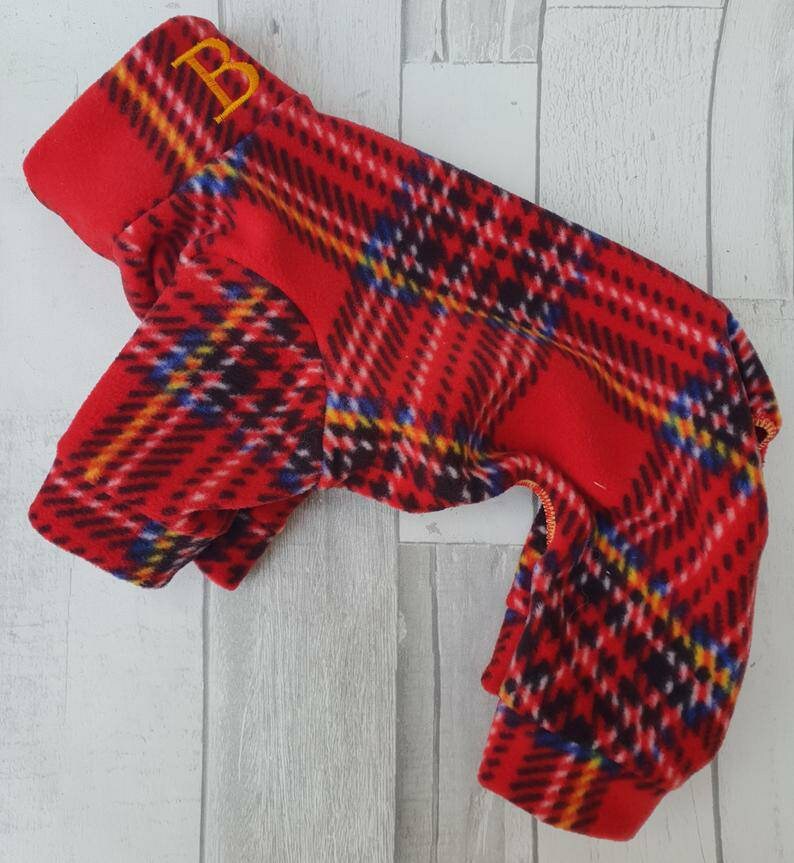 Dog Pajamas Pyjamas in a Cute Designer Red Plaid Tartan Etsy UK