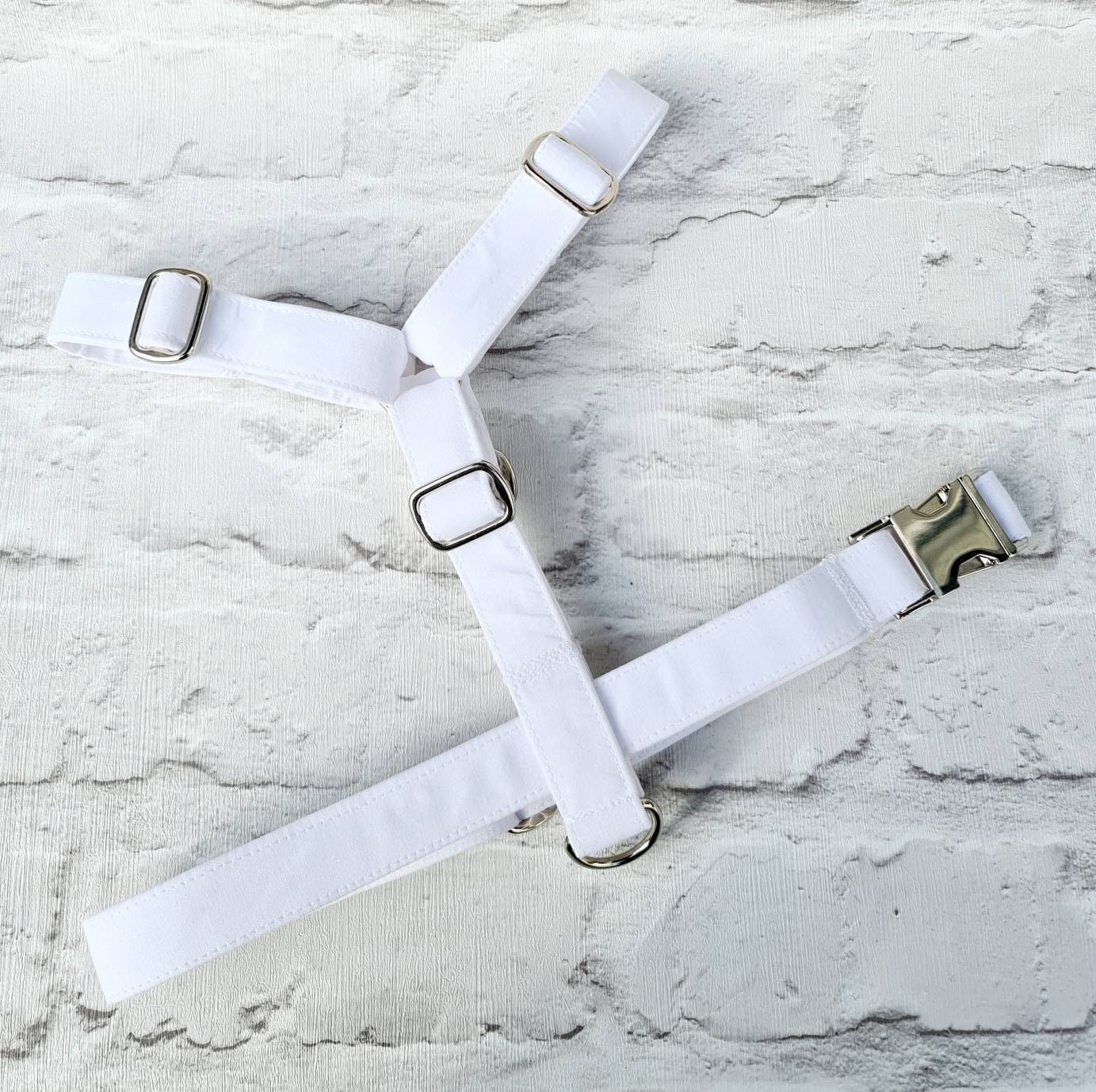 White Dog Harness with Silver Metal Fittings Wedding Dog Plain Etsy