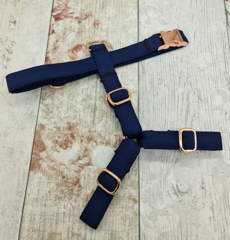 Navy Blue Dog Harness with Rose Gold Metal Fittings Wedding Etsy