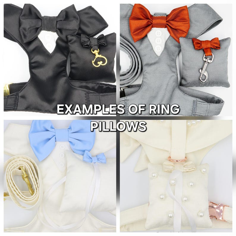 Ivory Wedding Dog Harness in Ivory White Silk Satin with Sailor Bow and Pearls Wedding Dog Outfit CHOICE COLOURS Made to Measure Bridesmaid image 8