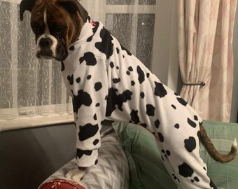 Dog Fleece Suit Fleece Cow Print Design Waterproof Fleece Suit Coat Personalized Dog Pajamas Pyjamas