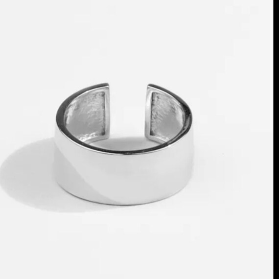Minimalist Wide Band Ring | 925 Sterling Silver - Gem