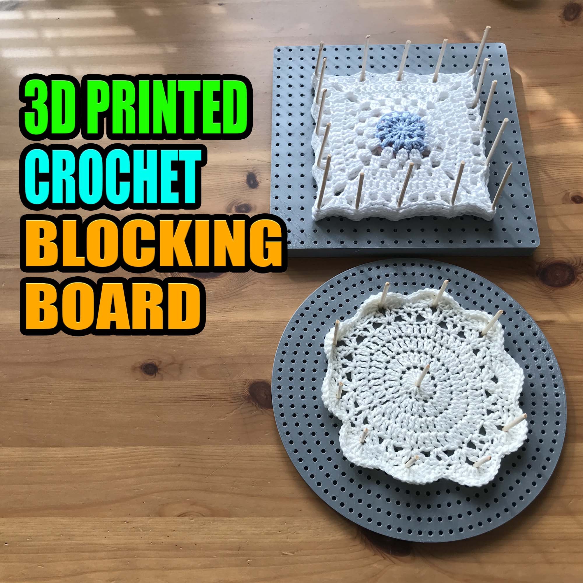 Blocking Board 4 Wooden Dowels Included for Knitting and Crochet Projects  3D Printed 