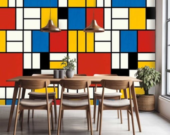 Papier peint, illustration mondrian 156x270cm