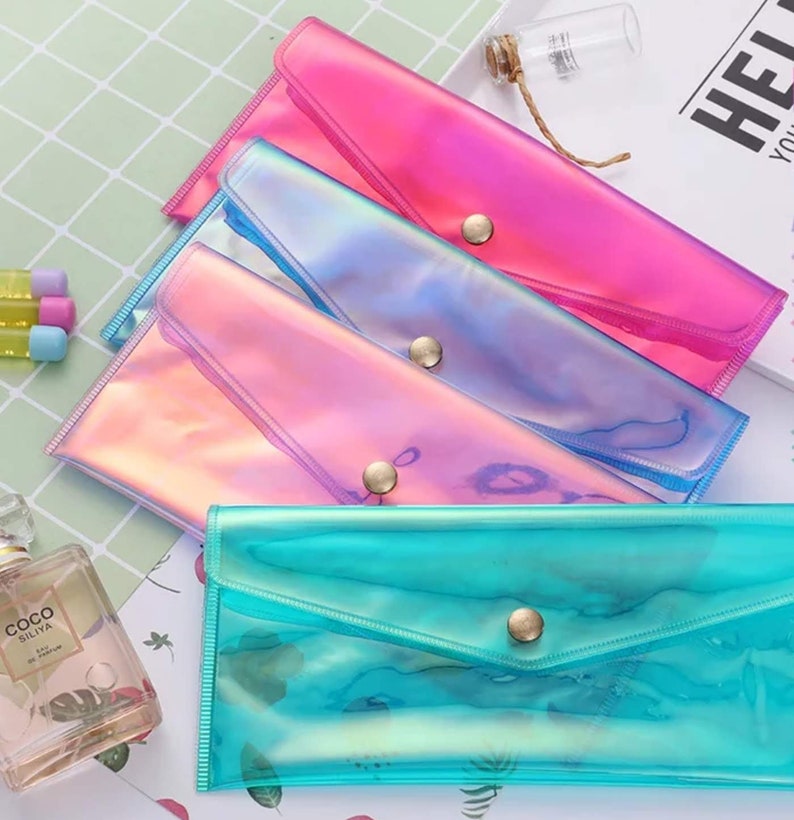 Vinyl Pencil Case Clear Transparent Pouch Colourful PVC Etsy