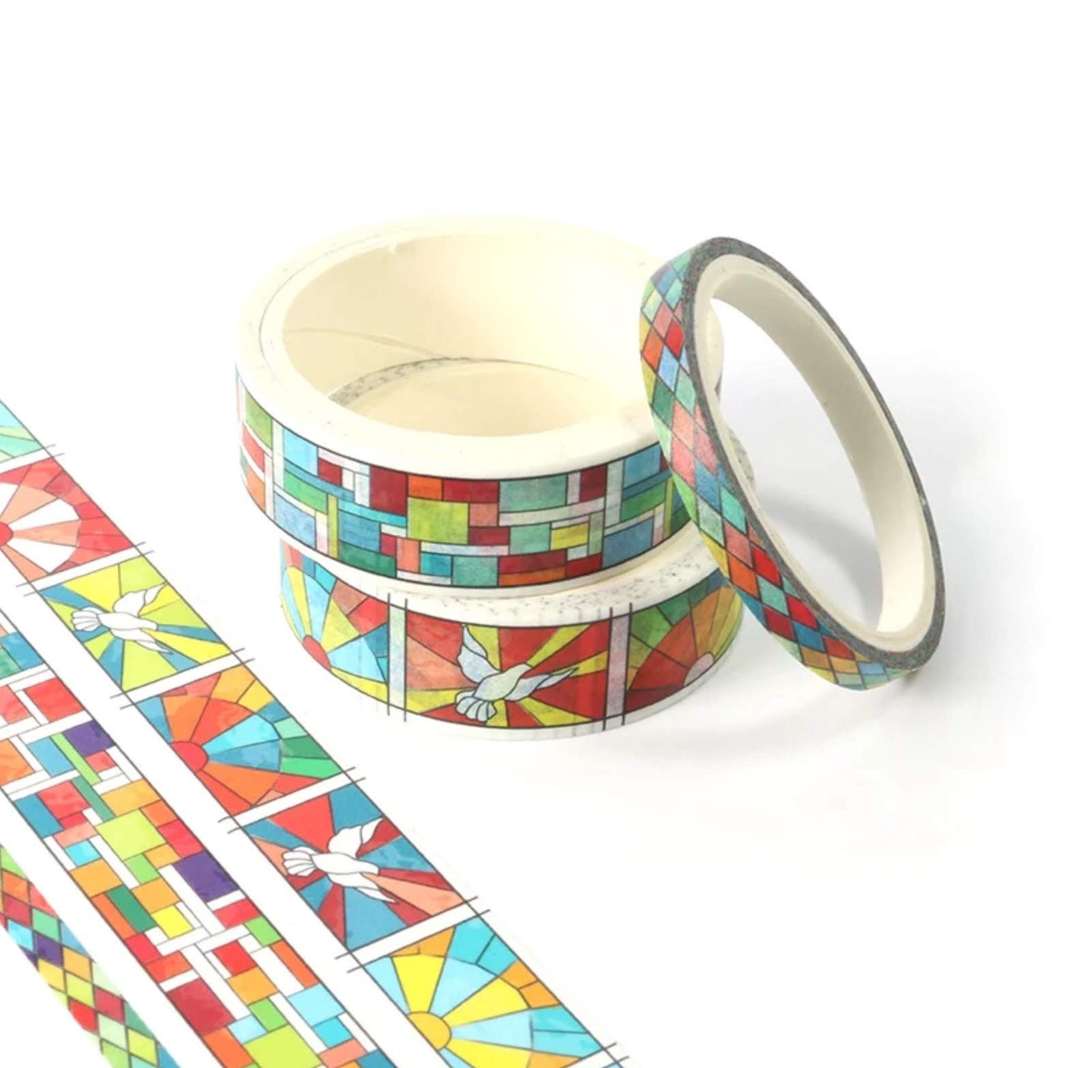 3 Piece Stained Glass Easter Washi Tape Set Colourful Etsy