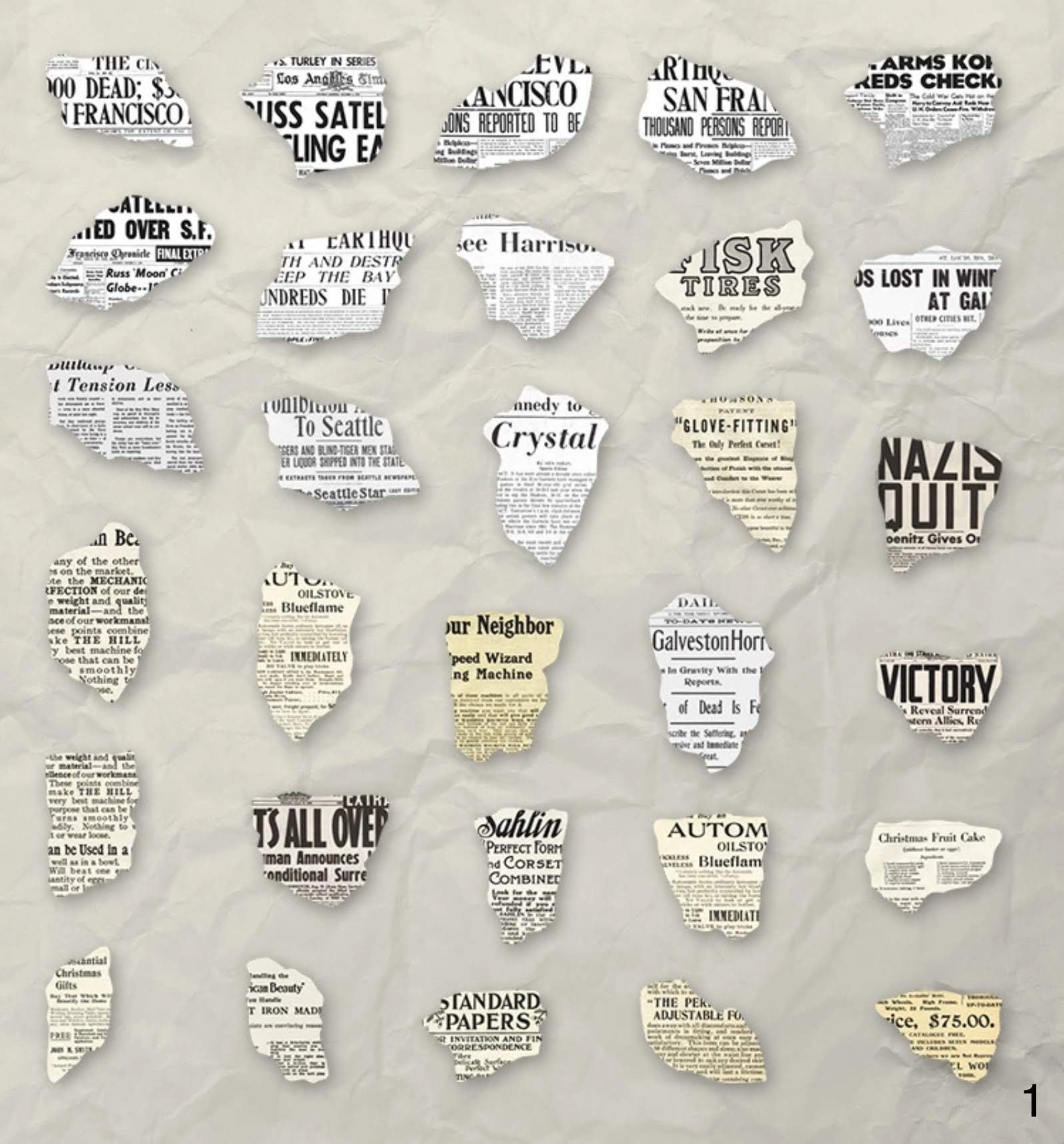 60 Piece Vintage Newspaper Sticker set Cute Scrapbooking Etsy