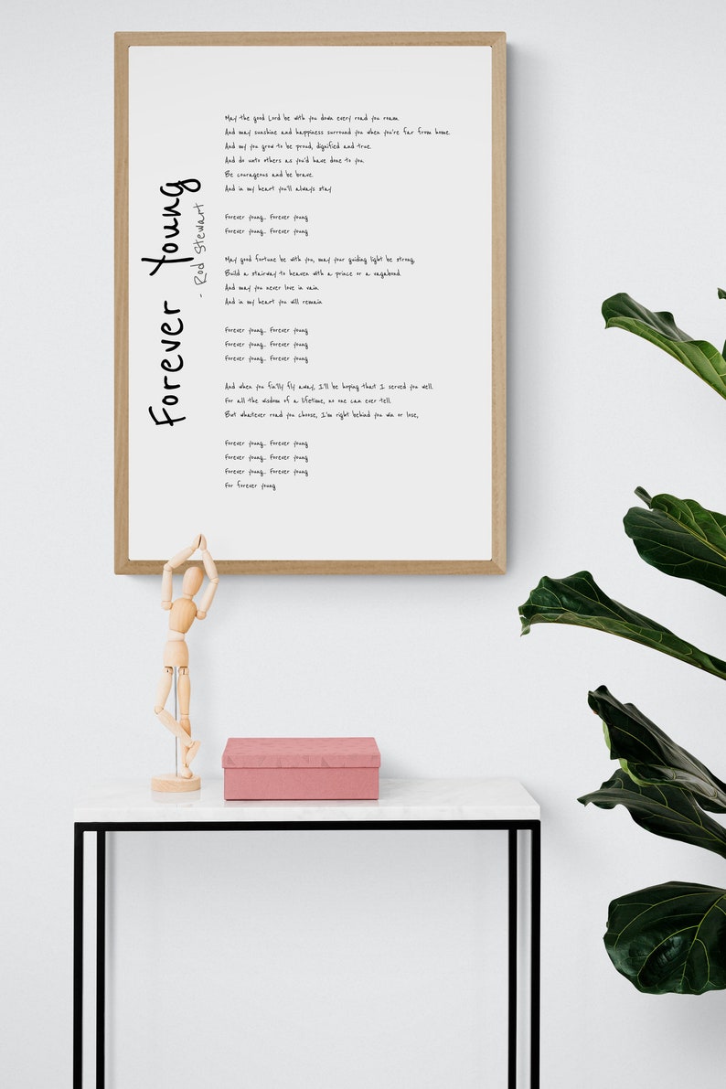 Rod stewart forever young song lyrics print poster forever young music