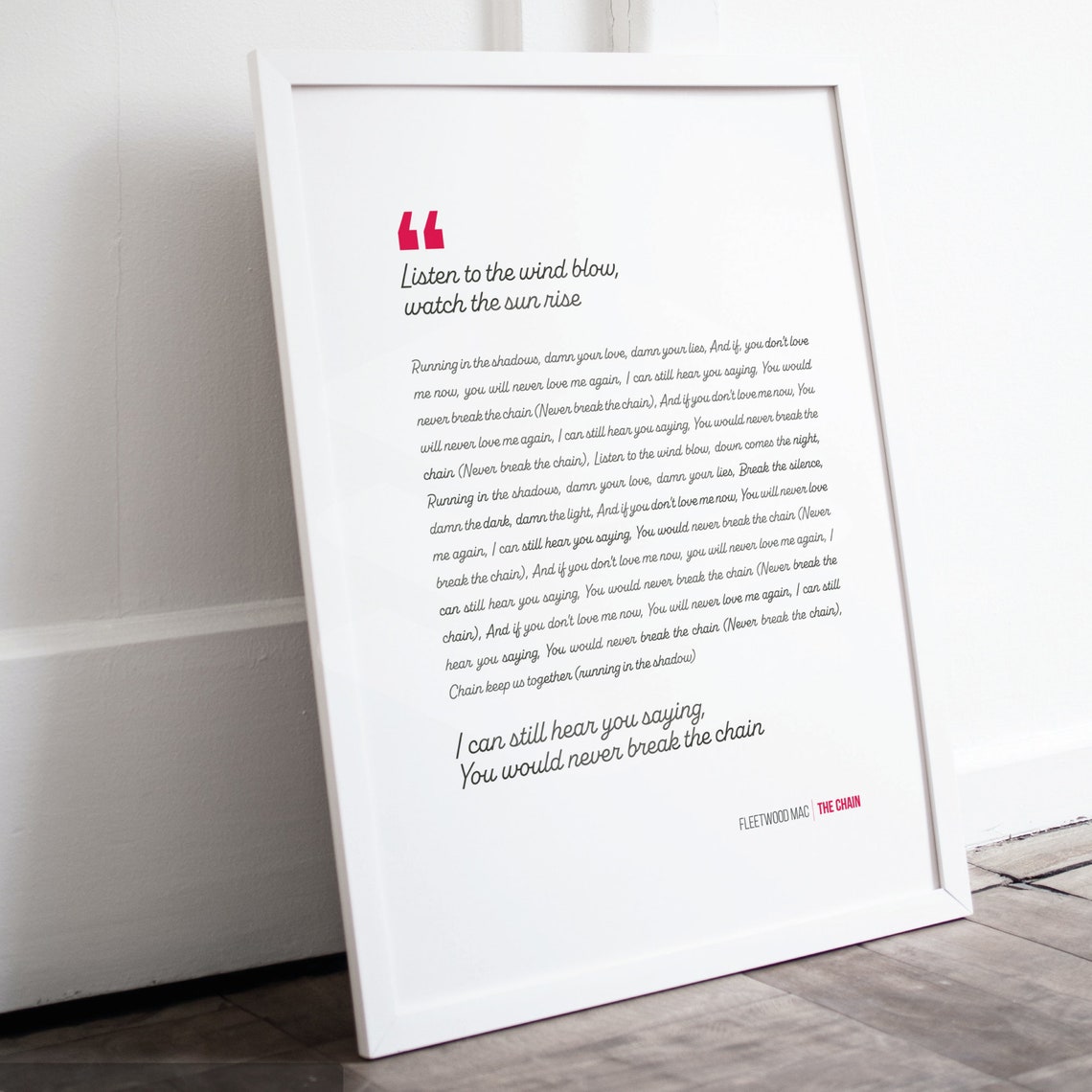 Fleetwood Mac the Chain Song Lyrics Print Poster Fleetwood Mac Music