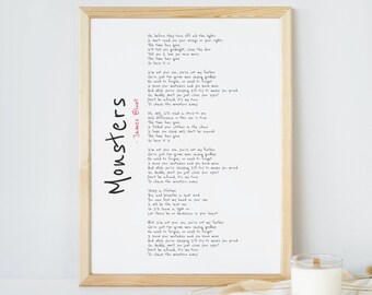 Monsters by James Blunt Lyrics Poster James Blunt Monsters -  Israel