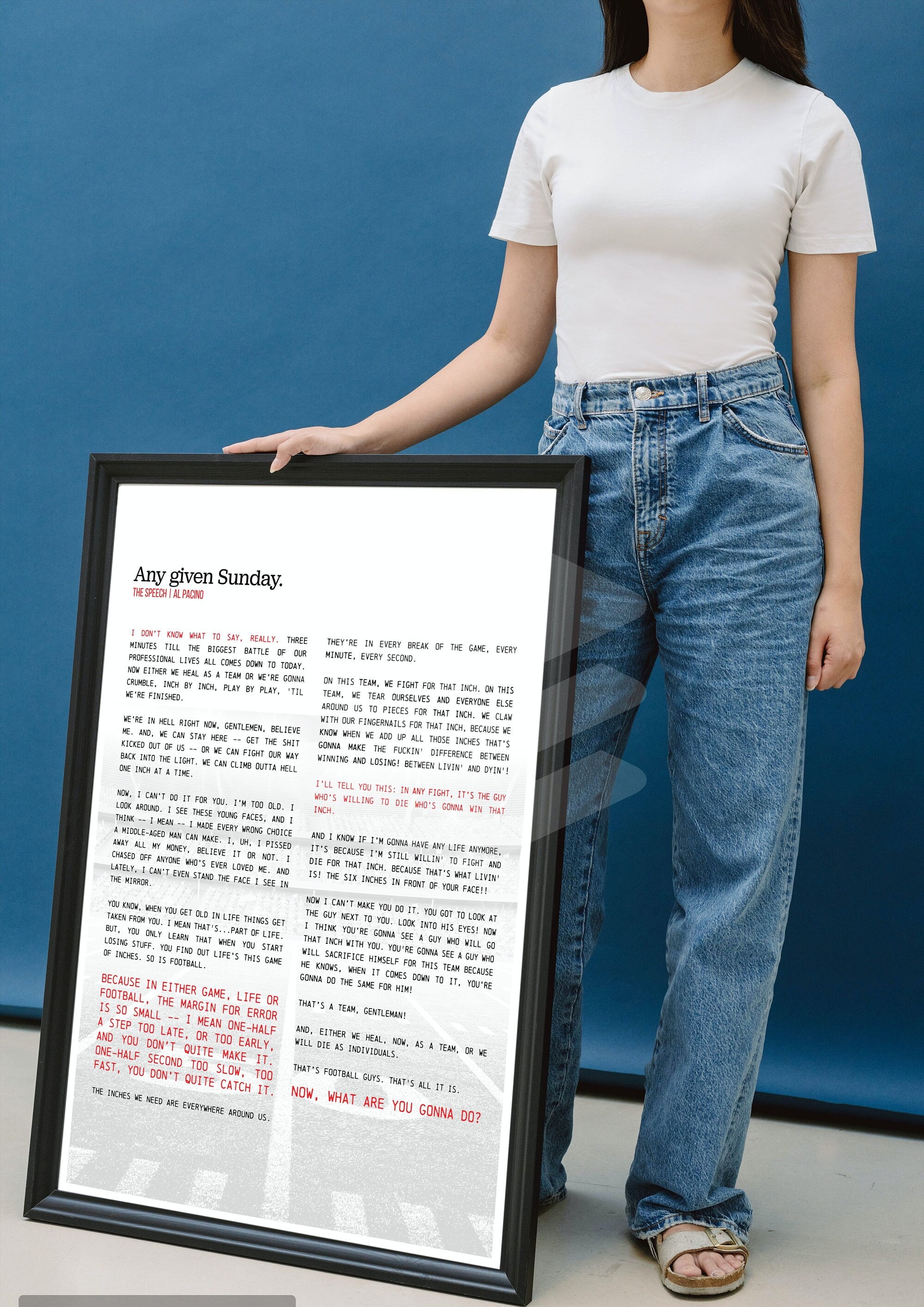 The Speech Poster Any Given Sunday Al Pacino Movie Digital - Etsy