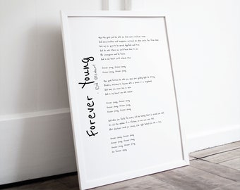 FOREVER YOUNG Poster Bob Dylan Lyrics Song Lyric Prints Wall Art Music Rod Stewart Lyrics ...
