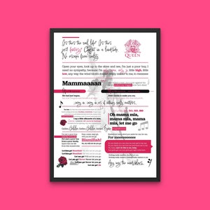 Queen 'Love Of My Life' Freddie Mercury Song Lyric Print - Bohemian  Rhapsody - Valentines day Gift - Queen Poster - Freddie Mercury print