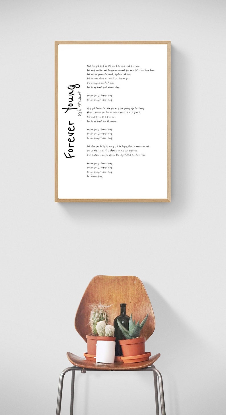 Rod Stewart Forever Young Song Lyrics Print Poster Forever Etsy