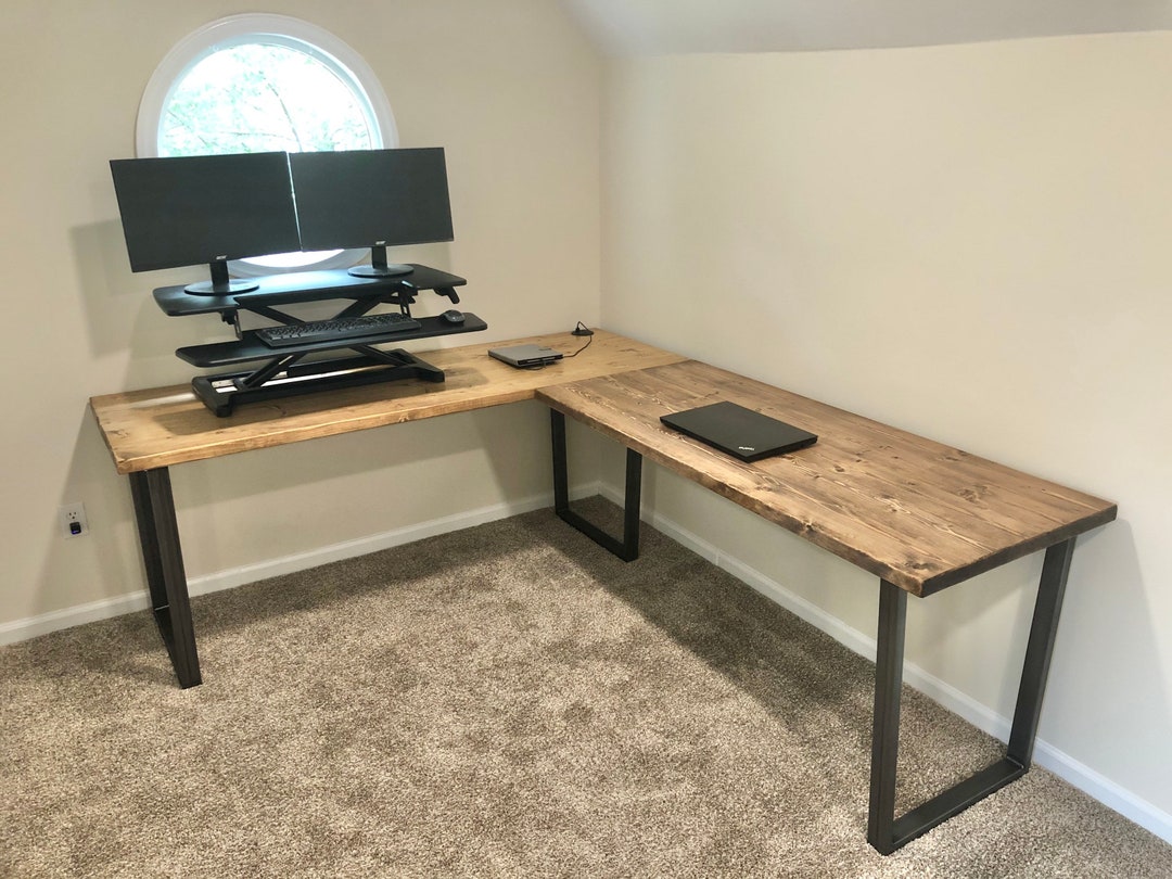 Custom L-desk With Desktop Power Grommet USB Built in Wireless