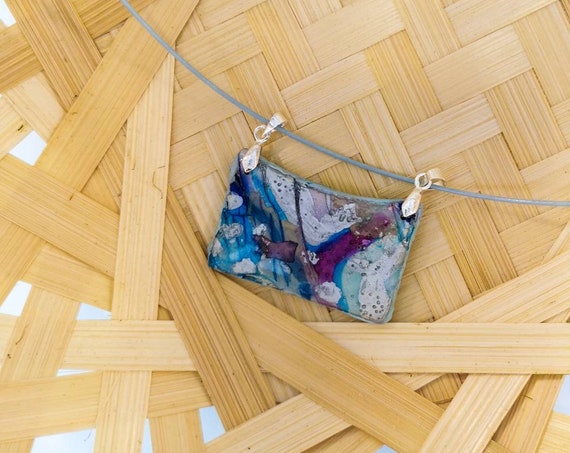 Handpainted clay and resin necklace