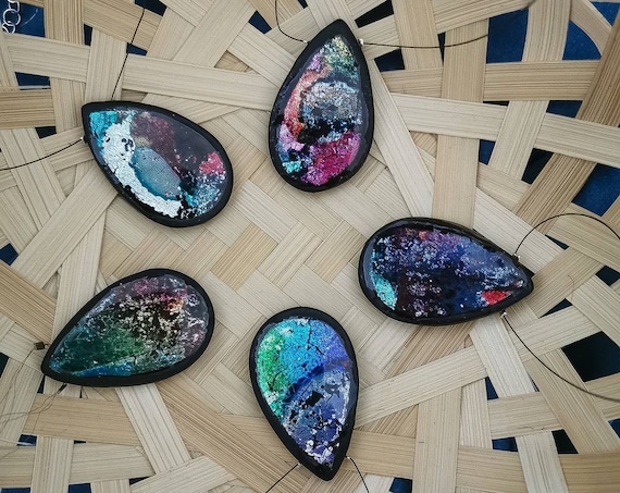 Teardrop handpainted pendant necklacce