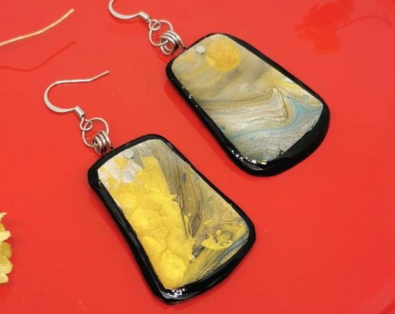 hand painted, polymer clay and resin earrings
