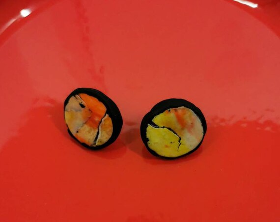 Hand-painted circle earrings
