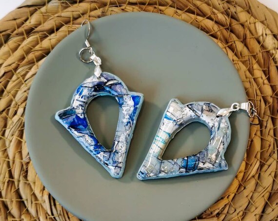 Shades of blue arrowhead earrings