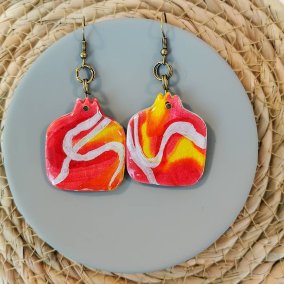 Pomegranate dangle earrings