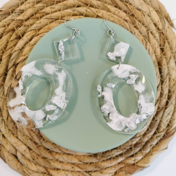 Big, clear, geometrical earrings