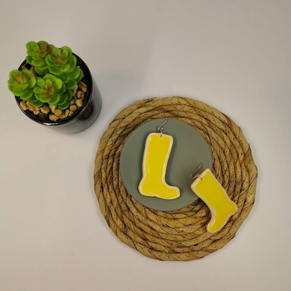 Yellow wellie earrings for fall