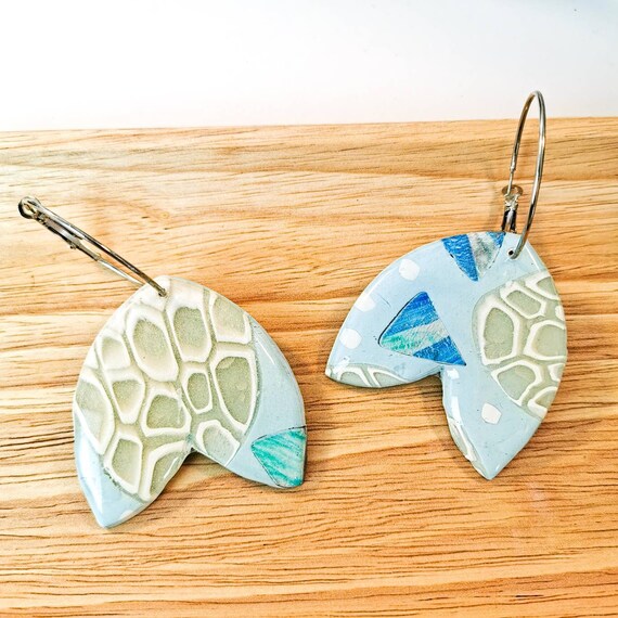 Statement, blue, hoop eartings