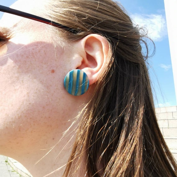 Minimalist, striped, circle earrings