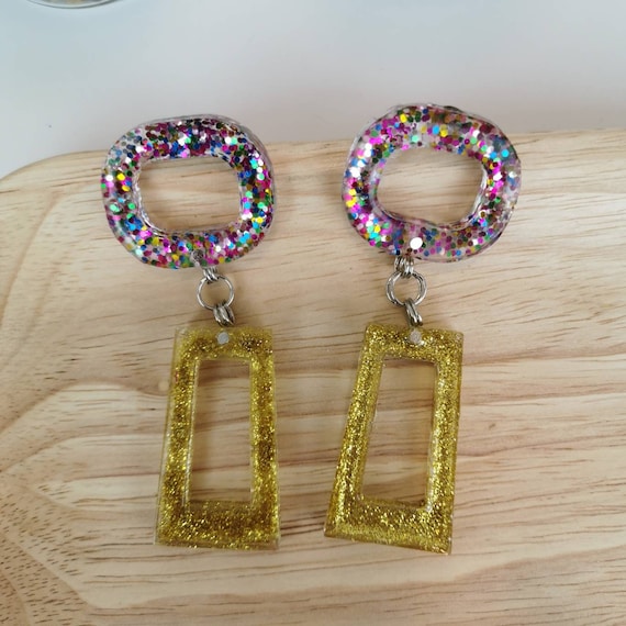 Festive, glitter gangle earrings