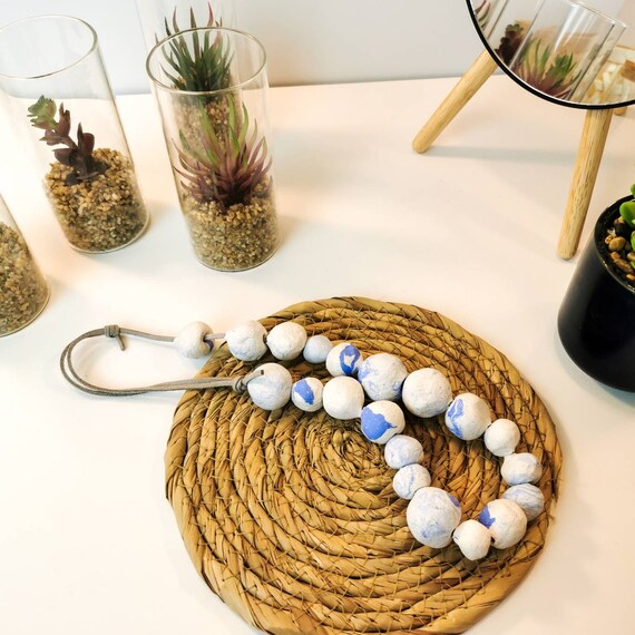 Adjustable clay necklace with large beads