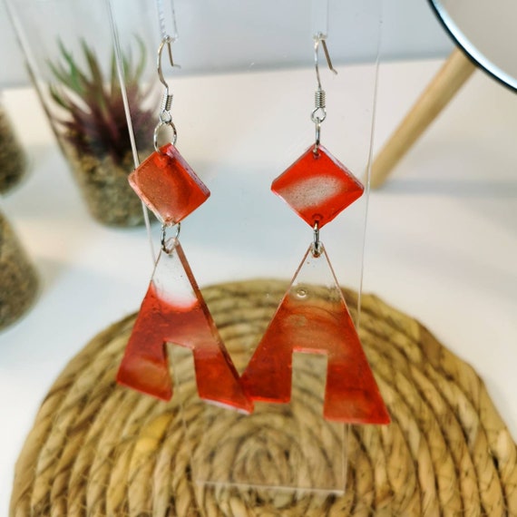 Quirky, red geometrical earrings