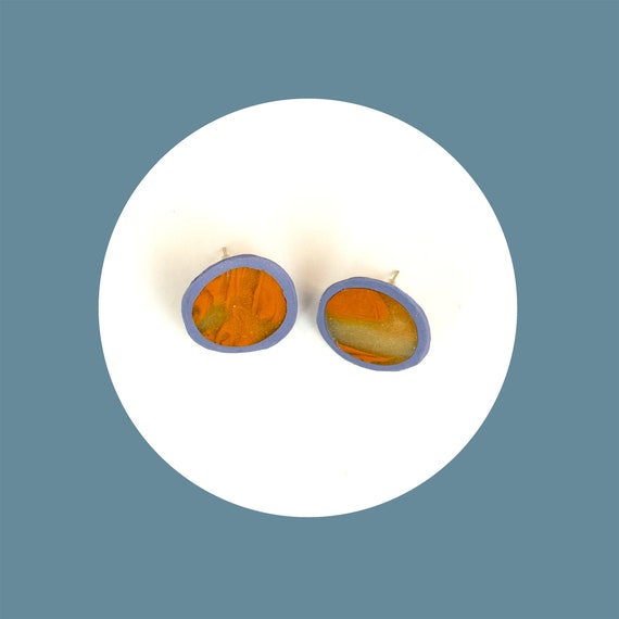 Nickel free, polymer clay, circle stud earrings