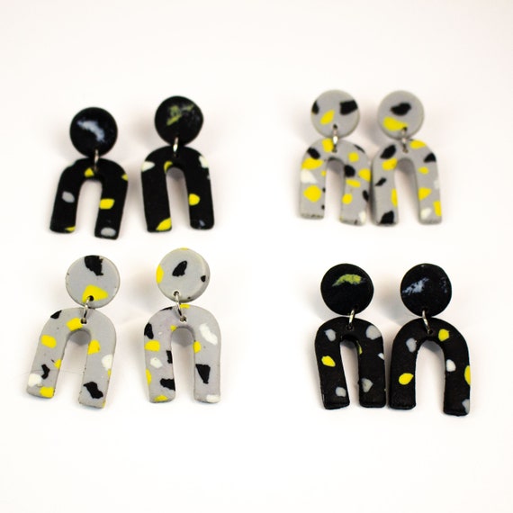 Cute terrazzo arches earrings in BLACK or GREY