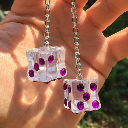 Purple Bling Ice Dice Rear View Mirror Hangers New Product Etsy
