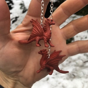 Burnt Red Dragon Mirror Hangers on Chain