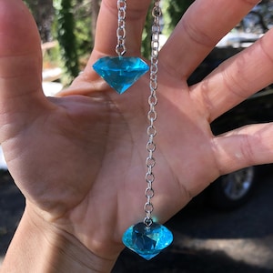 Light Blue Bling Diamond Mirror Hangers! New Product Car or Truck Hand Made in USA Rear View Mirror Dice Mirror Charm Car Accessories