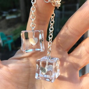 Silver Metallic Ice Dice of Hearts! Bling Mirror Hangers New Product Car or Truck Hand Made in USA Rear View Love Rat Rod Heart Charm Sexy