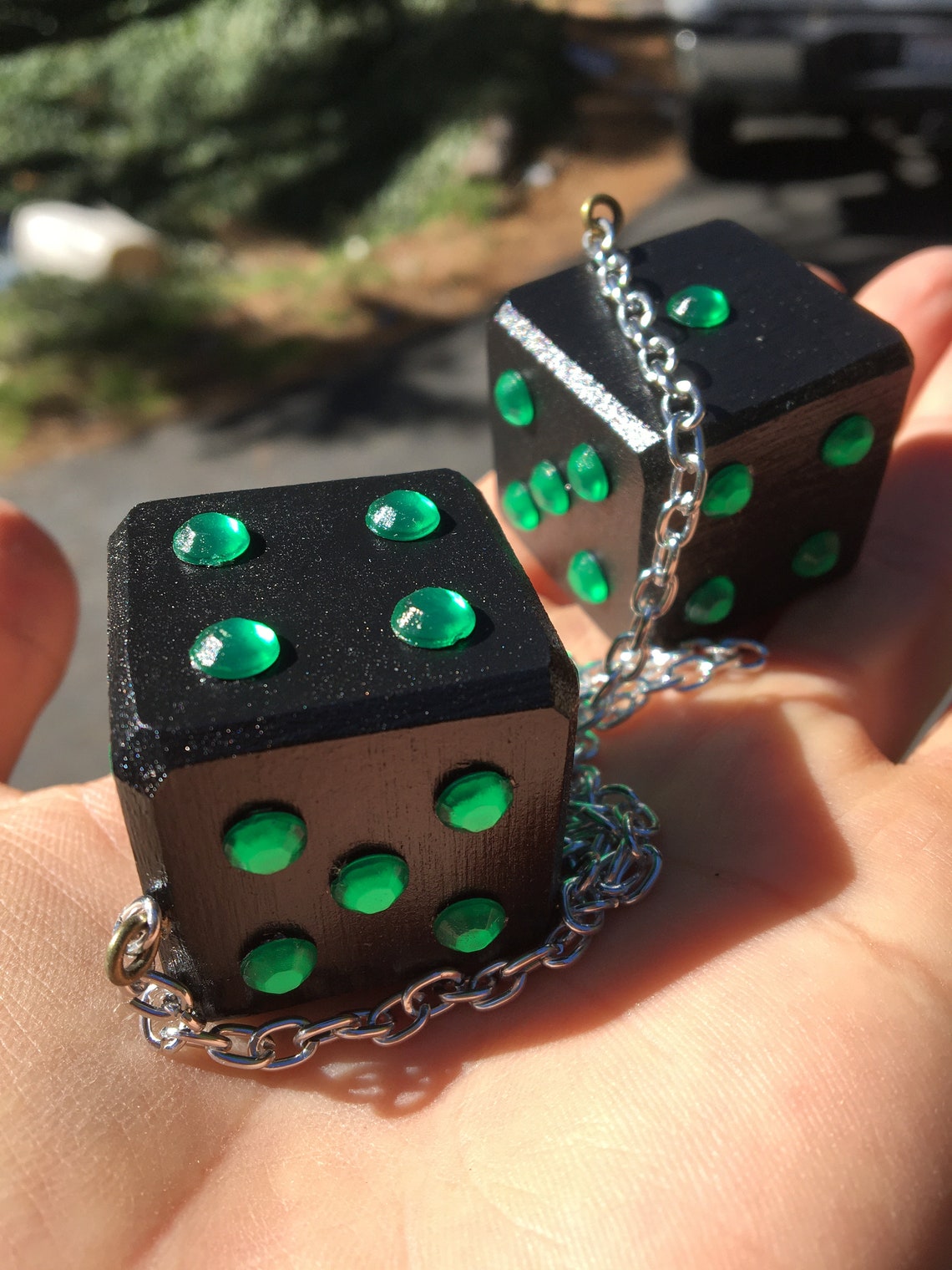 Black & Green Bling Mirror Dice Solid Maple New Product Car Etsy