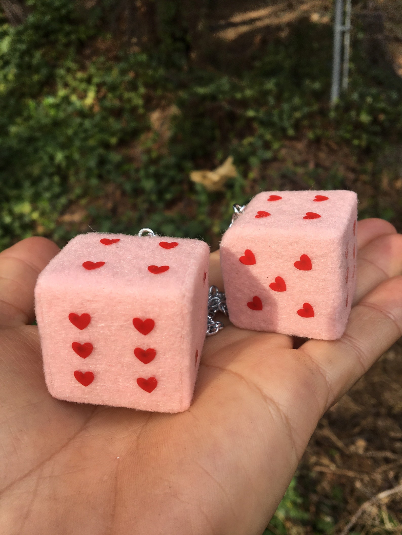 Fuzzy Dice of Hearts Baby Pink Solid Maple New Product Car Etsy