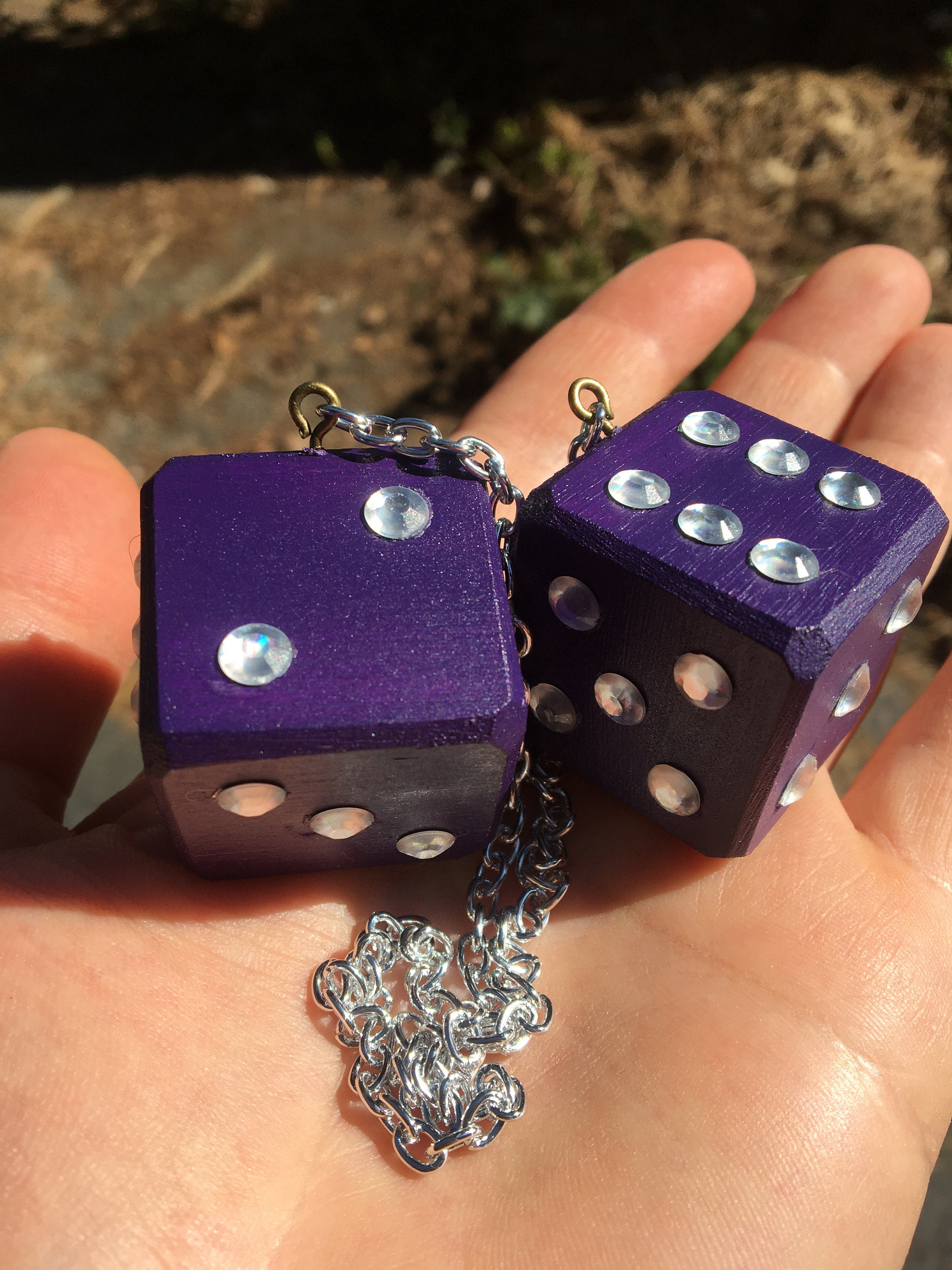 Purple & Clear Bling Mirror Dice Solid Maple New Product Car Etsy UK