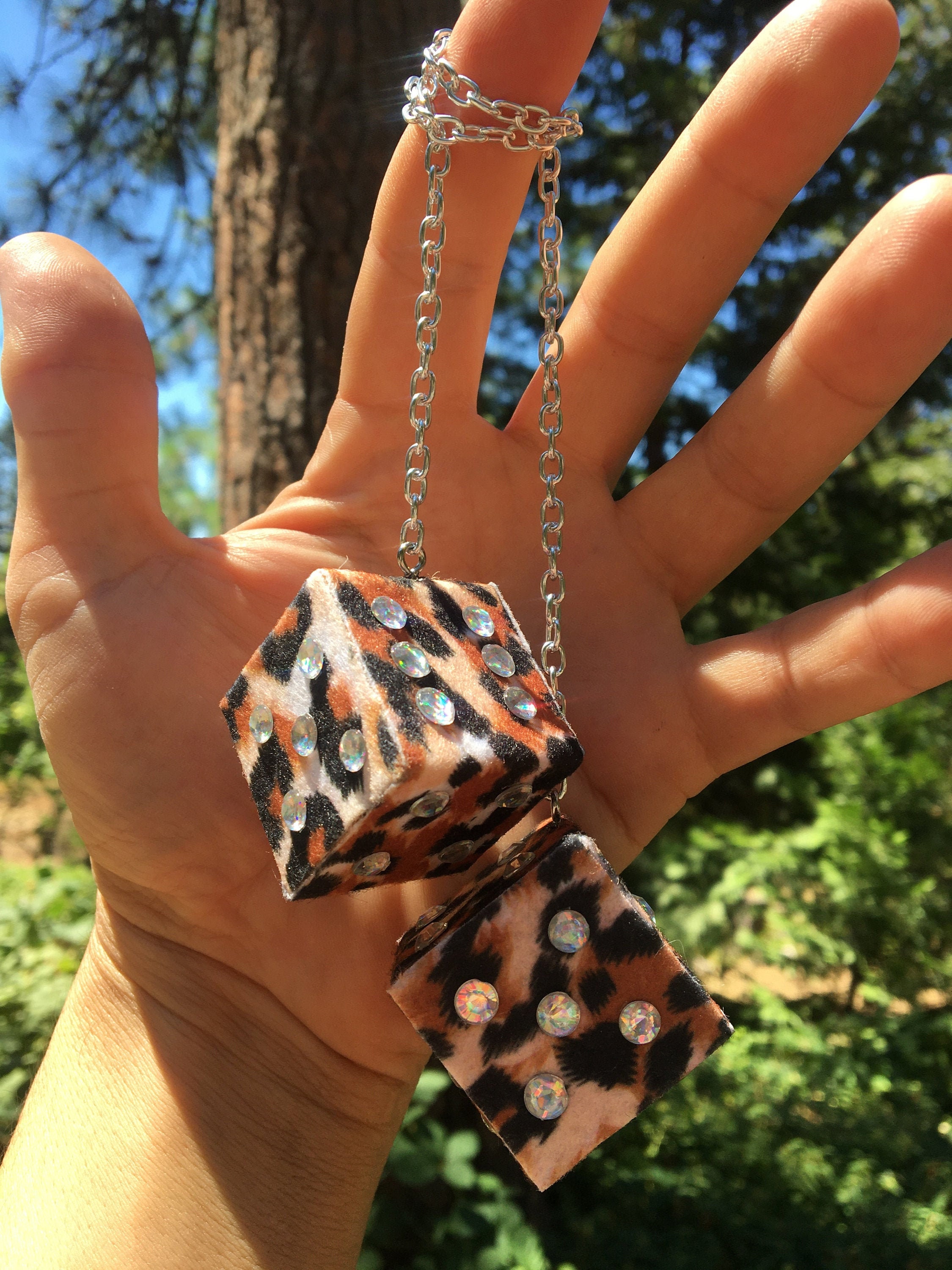 Leopard print fuzzy dice deals