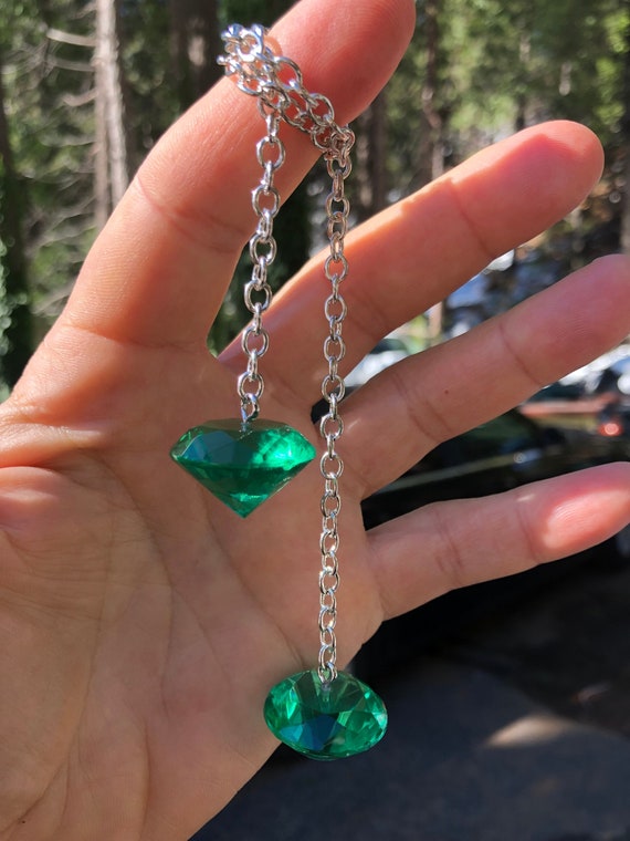 Green Bling Diamond Mirror Hangers New Product Car or Truck Hand