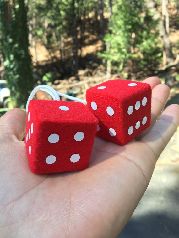 Buy Red Fuzzy Dice With Black Dots and Chain or Cord Car