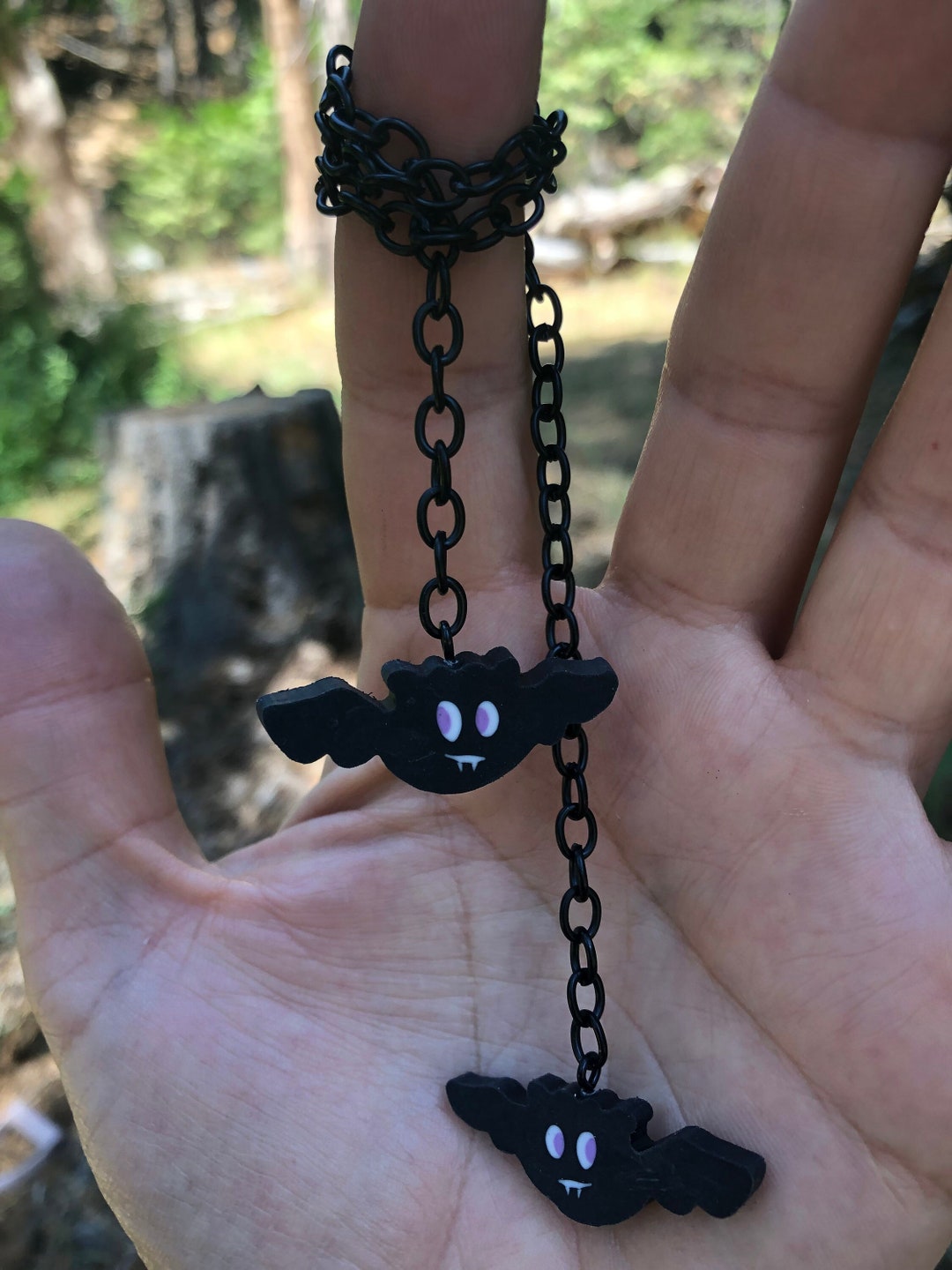 Black Vampire Bats on Chain Hanging Bats Rear View Mirror Etsy