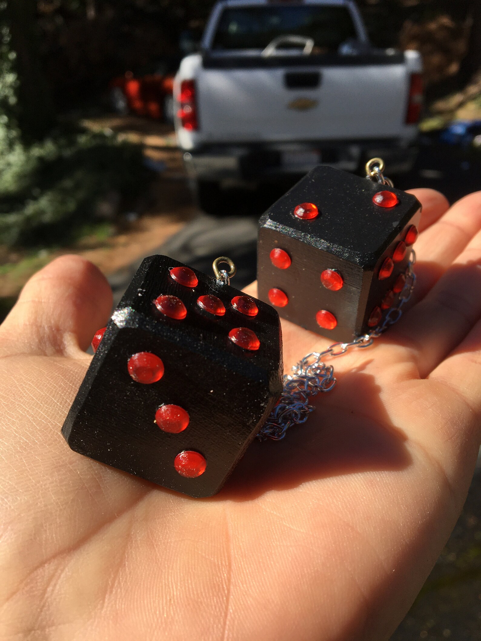 Black & Red Bling Mirror Dice Solid Maple New Product Car or Etsy