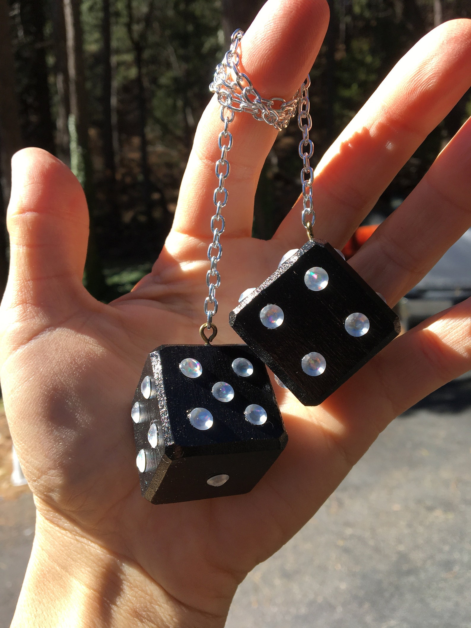 Black & Clear Bling Mirror Dice Solid Maple New Product Car Etsy