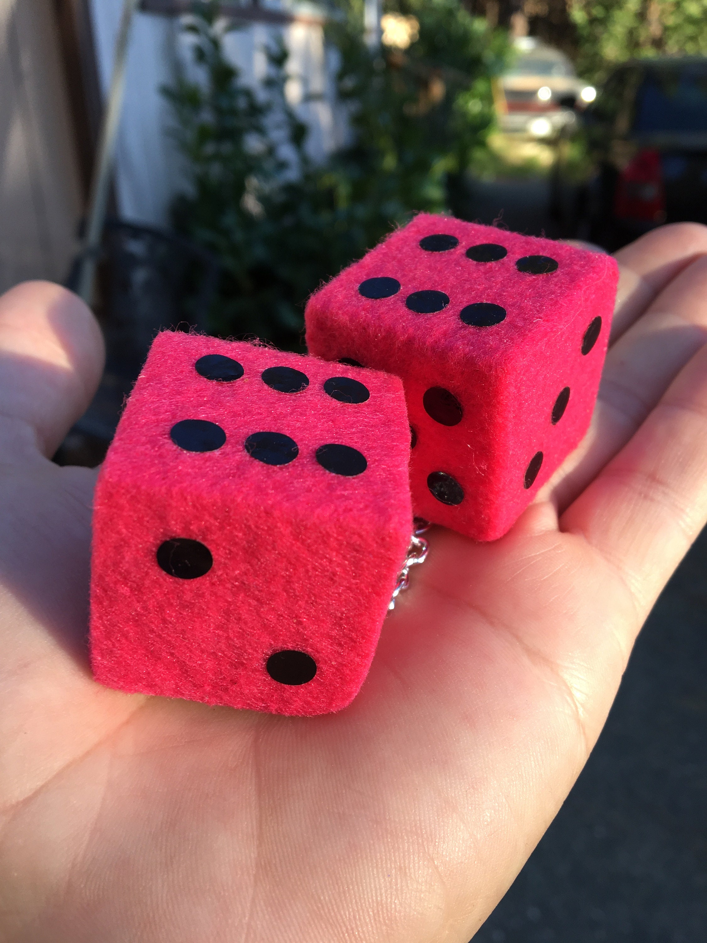 Shocking Pink Fuzzy Dice Solid Maple New Product Car or Truck Etsy