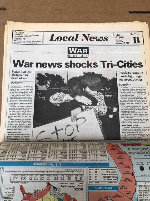 Vintage 1991 Gulf War Iraq Complete Newspaper SF Bay Area Old